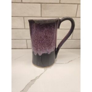 Bay Pottery Virginia Pitcher Vintage 8 Inch Tall Purple Drip‎ Glazed EUC